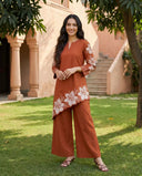 Rust Bloom Embroidered Co-Ord Set