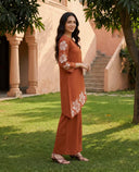 Rust Bloom Embroidered Co-Ord Set