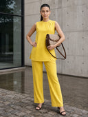 Sunshine Yellow Cotton Sleeveless Co-Ord Set