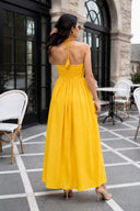 Sunshine Yellow Halter Neck Smocked Long Dress