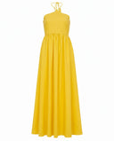 Sunshine Yellow Halter Neck Smocked Long Dress