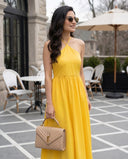 Sunshine Yellow Halter Neck Smocked Long Dress