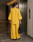 Sunshine Yellow Puff Sleeve Co-Ord Set