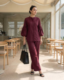 Wine Red Puff Sleeve Co-Ord Set