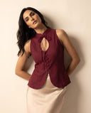 Elara Red Wine Halter Top