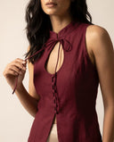 Elara Red Wine Halter Top