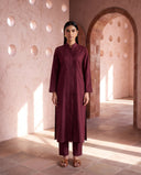 Wine Red Pintuck Kurta Set