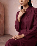 Wine Red Pintuck Kurta Set