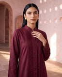Wine Red Pintuck Kurta Set