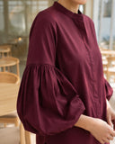 Wine Red Puff Sleeve Co-Ord Set