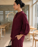 Wine Red Puff Sleeve Co-Ord Set