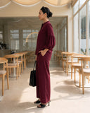 Wine Red Puff Sleeve Co-Ord Set